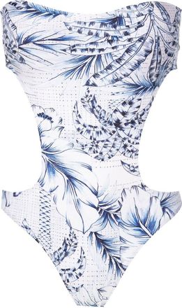 Lygia & Nanny palm-tree print swimsuit - women - Polyamide/Spandex/Elastane - 40 - Blue