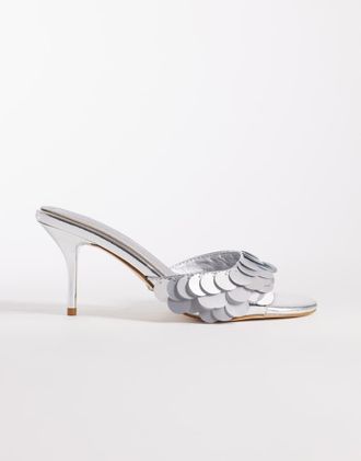Azalea Wang Azalea Wang - Giah - Sandali stile sabot con tacco color argento con paillettes