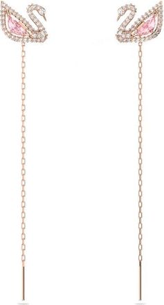 Swarovski Swan Chain Drop Earrings in Pink at Nordstrom