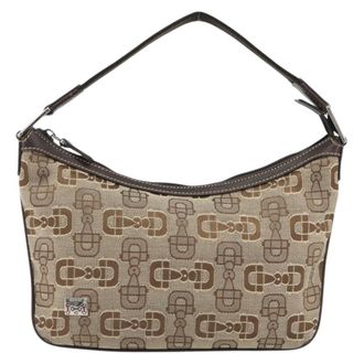Gucci Vintage Top Handle Canvas Beige Canvas Handbag (Pre-Owned)
