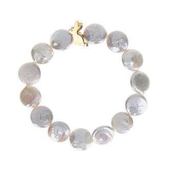Aliita Bracciale in perle piatte con coniglio in oro 9K - Dames - Armbanden - Grijs - ONE Size - Accessoires