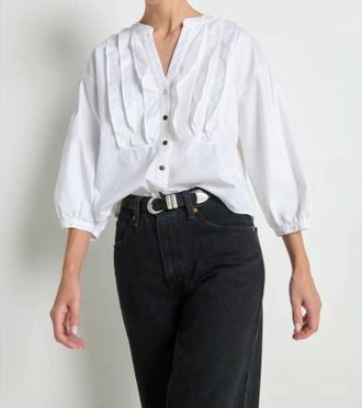 Nation Ltd Amelia Ruffle Shirt In Porcelain