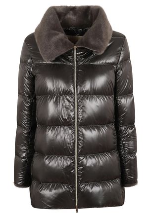 Herno A-Shape Mid-Length Down Jacket With Faux Fur Collar