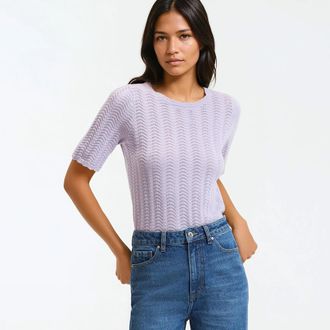 La Redoute Collections Trui met korte mouwen en ronde hals, in pointelletricot