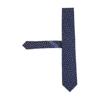 Ferragamo Accessoires, Heren, Blauw, ONE Size, Zijden das met patroon