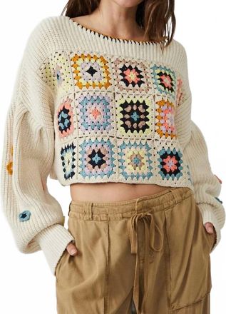Echo Crochet Cropped Sweater In Carmen