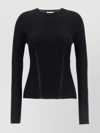 Lanvin ribbed crew neck fitted sweater with long sleeves