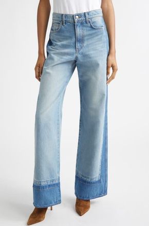 Veronica Beard Taylor Colorblock High Waist Wide Leg Jeans in Cloudy Colorblock at Nordstrom, Size 25