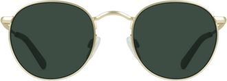 Raen Optics Mens Benson Polarized Round Sunglasses In Shiny Light Gold Haze Green