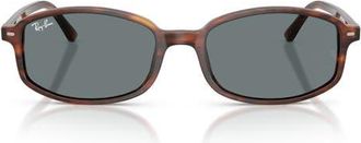 Ray-Ban 54mm Irregular Sunglasses in Striped Havana /Blue at Nordstrom