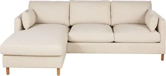 Maisons du monde Sof&aacute; rinconera izquierdo de 4/5 plazas de tela beige, colch&oacute;n de 10 cm