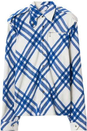 Burberry Vintage Check wool-blend shirt - women - Polyamide/Wool - 8 - White