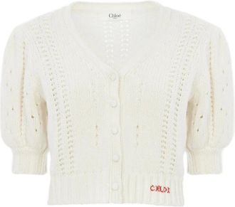 Chloé Dames, Truien, Wit, Maat: M Wol