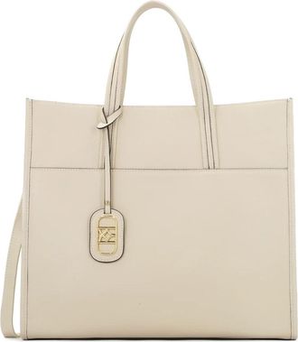 Kazar Beige leren handtas met twee handvatten - Dames - Shoppers - Beige - ONE Size - Leer - Tassen