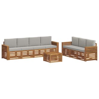 vidaXL Juegos De Sof&aacute;s Con Coj&iacute;n 8 Pcs Gris Natural Y Claro Vidaxl