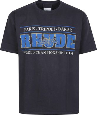 Rhude Black Chrono Vintage Racing Cotton T-Shirt