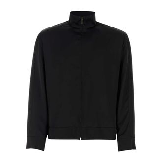 Valentino Garavani Light Jackets, male, Black, Size: M Satin Sweatshirt