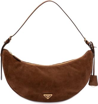 Prada Prada Demi-Lune Large Suede Shoulder Bag