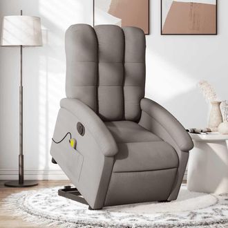 vidaXL Vidaxl - Sill&oacute;n De Masaje El&eacute;ctrico Reclinable Elevable Tela Taup&eacute;