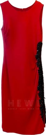 Escada red dress with black bead and sequin detail Size XS