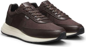 BOSS Monogram sneakers with leather trim and EVA rubber sole