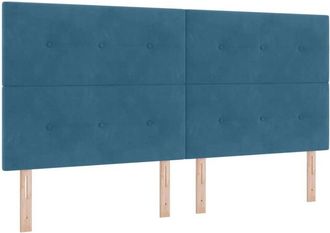 vidaXL Cabecero Con Luces De Tiras Led Azul 100 Cm Terciopelo Vidaxl