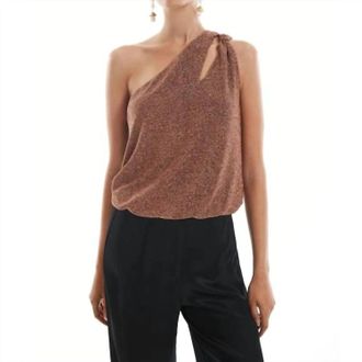 Krisa Tie One Shoulder Tank In Copper (Orange)