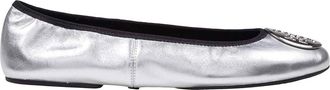Tory Burch Reva Travel Ballerina in Silver Leather