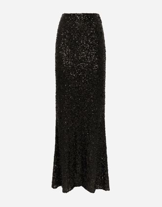 Dolce & Gabbana Long Sequined Mermaid Skirt - Woman Skirts Black 40