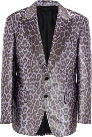 Tom Ford Glanzende Single-Breasted Blazer - Heren - Blazers - Paars - L - Polyester - Jassen