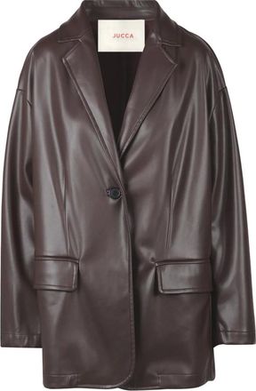Jucca Blazers, female, Brown, 2XS, Giacca Over Faux Leather Jacket
