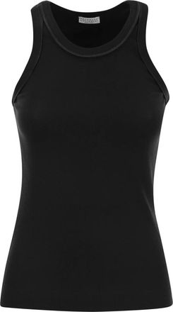 Brunello Cucinelli Black Fitted Tank Top, Size X-Small
