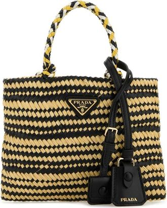 Prada Two-Tone Raffia Handbag