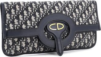 Dior Clutch Fold Over Oblique in tela - Blu
