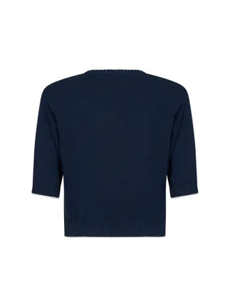 Max Mara Womens Embroidered Knit Top Multicolour Cotton Sweater