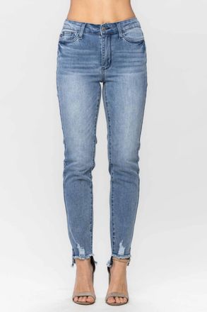 Judy Blue Mid Rise Cool Denim Sustainable Relaxed Fit In Blue