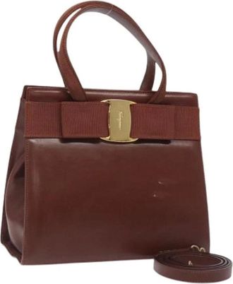 Ferragamo Pre-owned Handbags, female, Brown, Size: ONE SIZE Pre-owned Leather Handbag