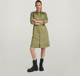 G-Star Womens G-Star RAW Fitted Shirt Dress - Green Lyocell - Size Medium