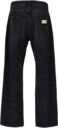 Dolce & Gabbana DG Logo Embellished Jeans - Black