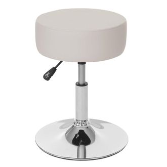 Hhg Taburete Multiusos Con Altura Regulable Y Asiento Giratorio &Oslash; 35cm Material Sint&eacute;tico Color Crema 040005331