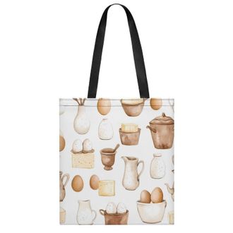 Generic Watercolor Breakfast Eggs Womens Tote Casual Shopping Bag Lightweight Shoulder Bags Hobos Handbag for Work Travel Daily 35x40cm