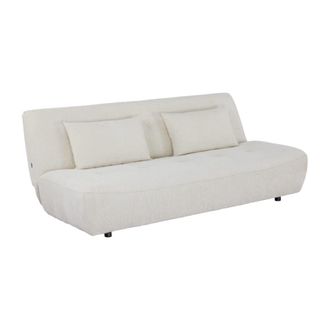 Sweeek Sof&aacute; cama de tela chenilla, 3 plazas, blanco