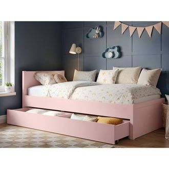 Flair Oli Single Wooden Bed with Drawers in Pink