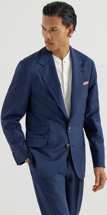 Brunello Cucinelli Chalk stripe deconstructed blazer in Blue at Nordstrom, Size 46 It