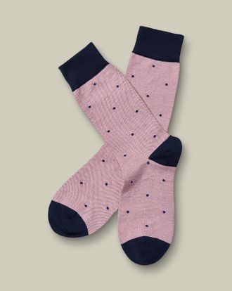 CHARLES TYRWHITT Spot Socks - Pink & Navy Size 10.5-13 by Charles Tyrwhitt
