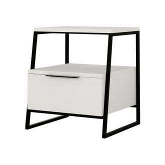 Dmora Mesa de noche efecto madera blanco 45x40 cm