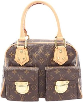 Louis Vuitton Pre-owned Manhattan PM Monogram Handtas - Dames - Vintage Handtas - Bruin - ONE Size - Leer - Vintage