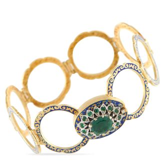 Luxury Bazaar 14K Yellow Gold Emerald and Enamel Bracelet MF05-050726