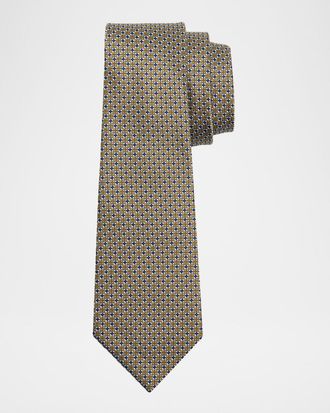 Ermenegildo Zegna Men & apos;s Micro-Geometric Silk Jacquard Tie