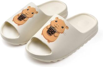 Generic Capybara Is Drinking Tea Slides for Women Men Soft Thick Bottom Coconut Slippers Sandals for Bathroom Beach